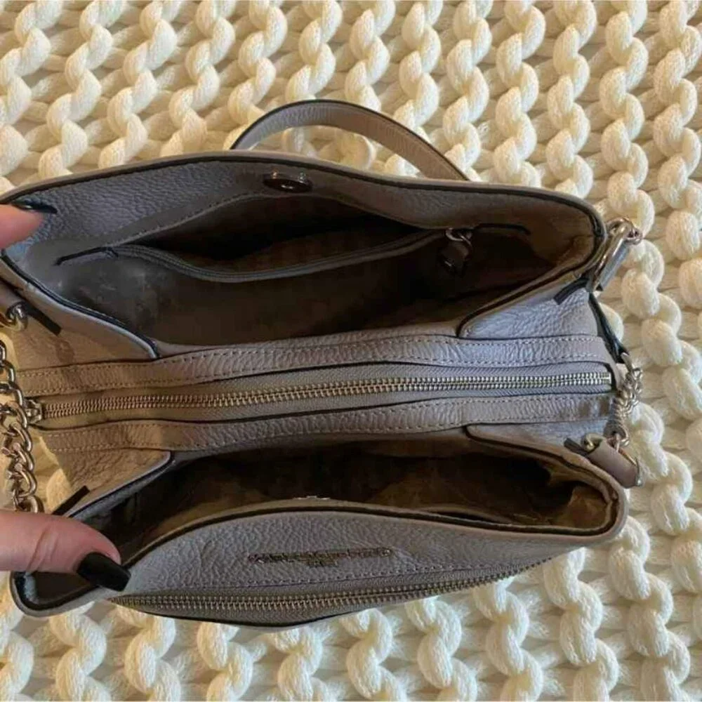 KARL LAGERFELD MAKE OFFER!!! Paris Bouquet Triple Entry Leather Tote Storm Cloud - Picture 2 of 10